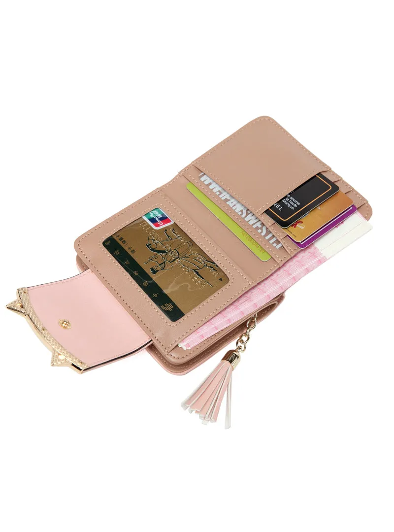 Cute Cat Anime Leather Trifold Slim Mini Wallet