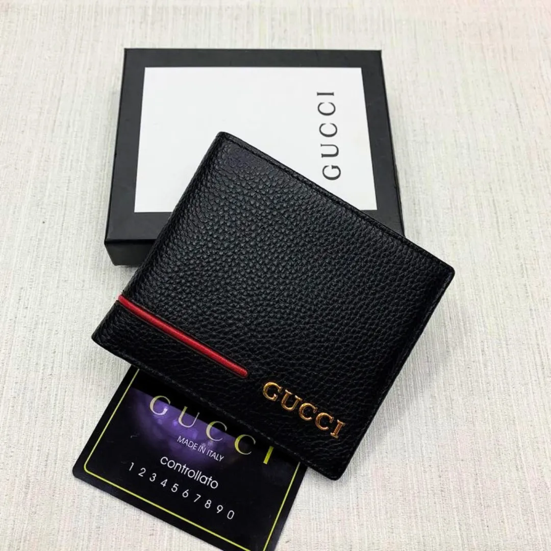 Designer GI Wallet For Men Cow Leather Textured Black