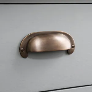 Distressed Antique Brass Large Curved Hooded Drawer Handle