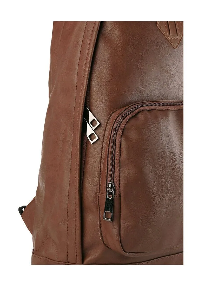 Distressed Leather Commuter Backpack - Camel