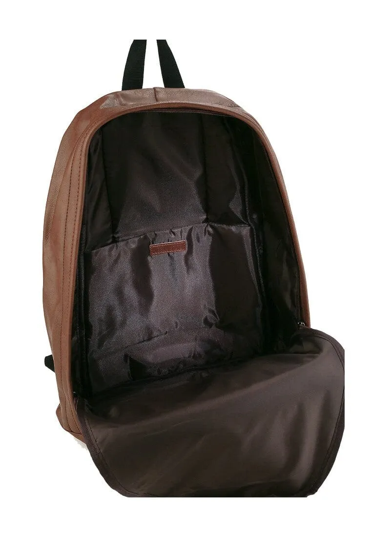 Distressed Leather Commuter Backpack - Camel