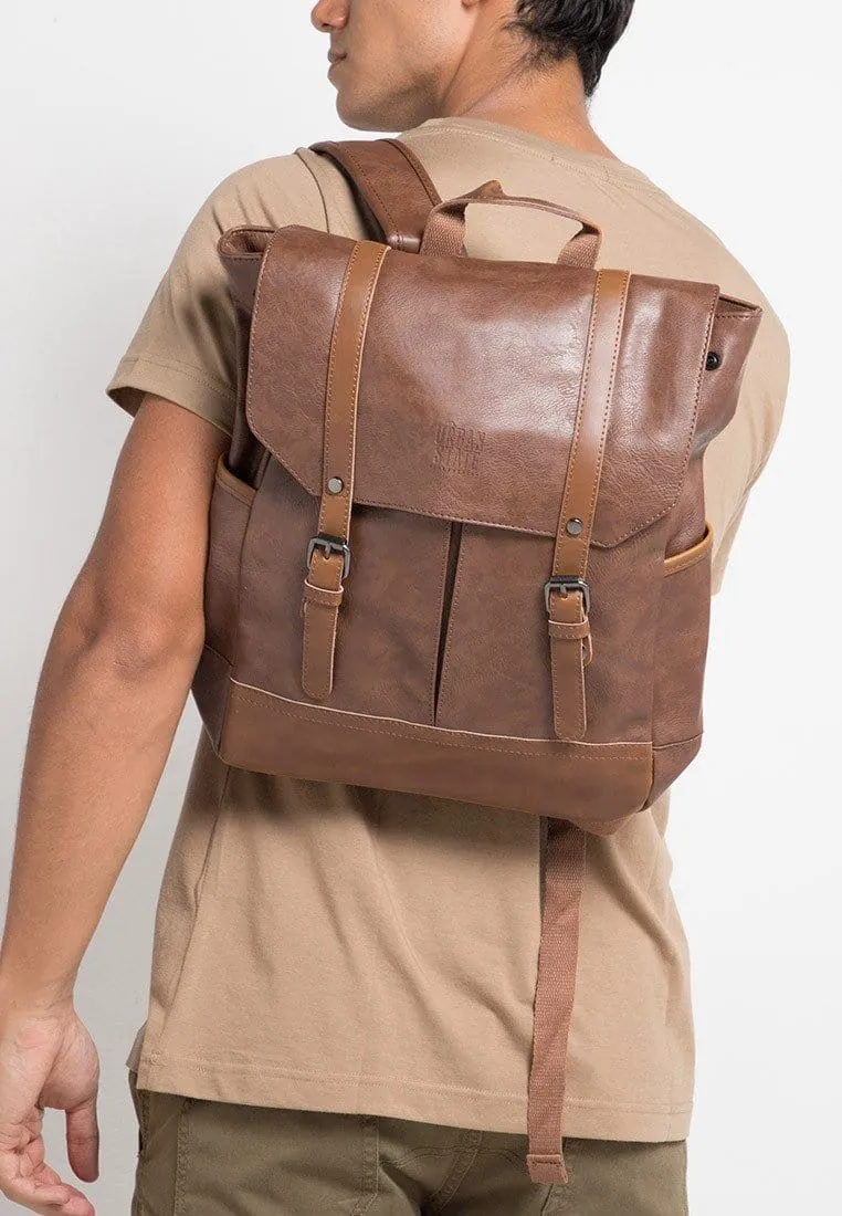 Distressed Leather Nomad Backpack - Camel