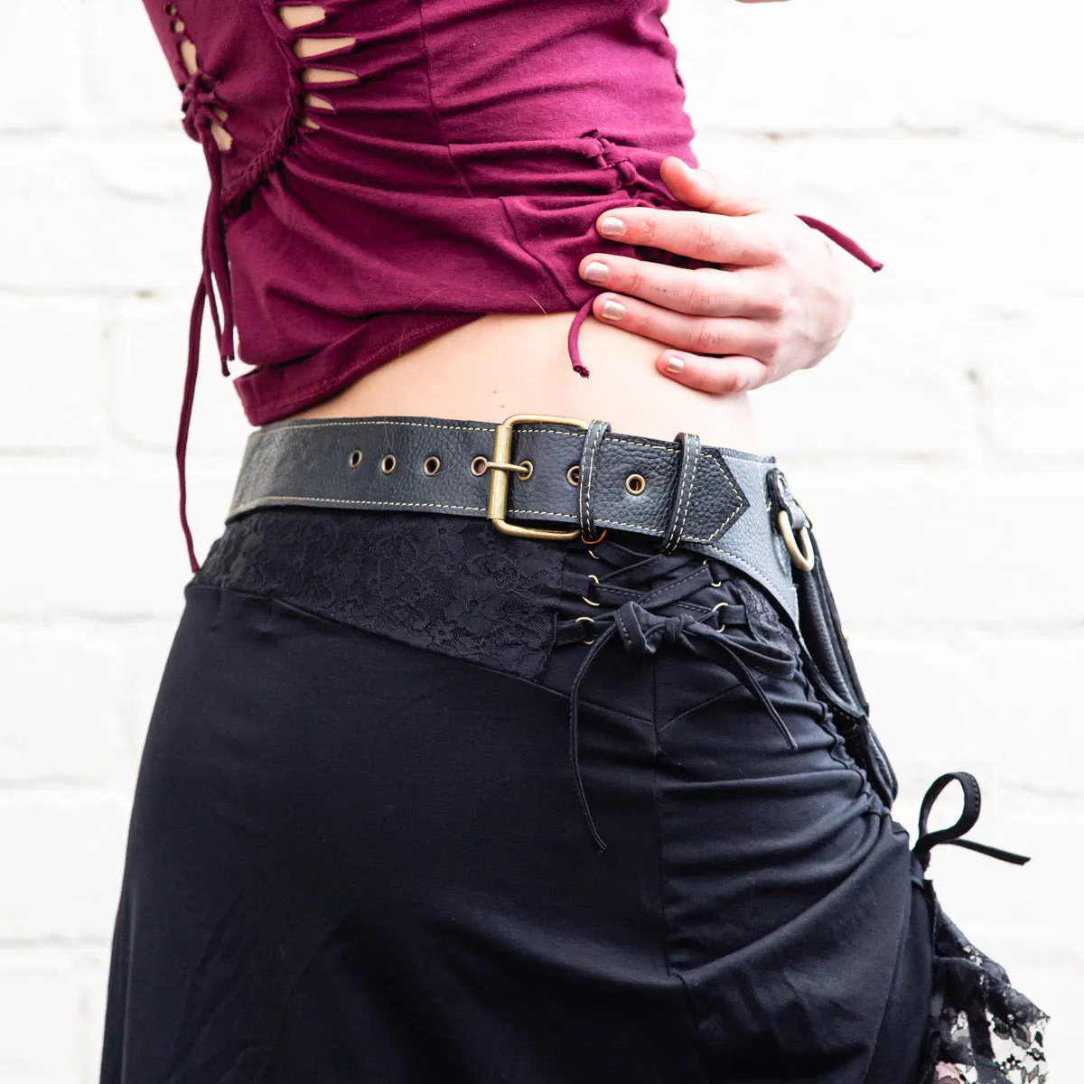 Dragon-Rae Leather Belt Bag in Black