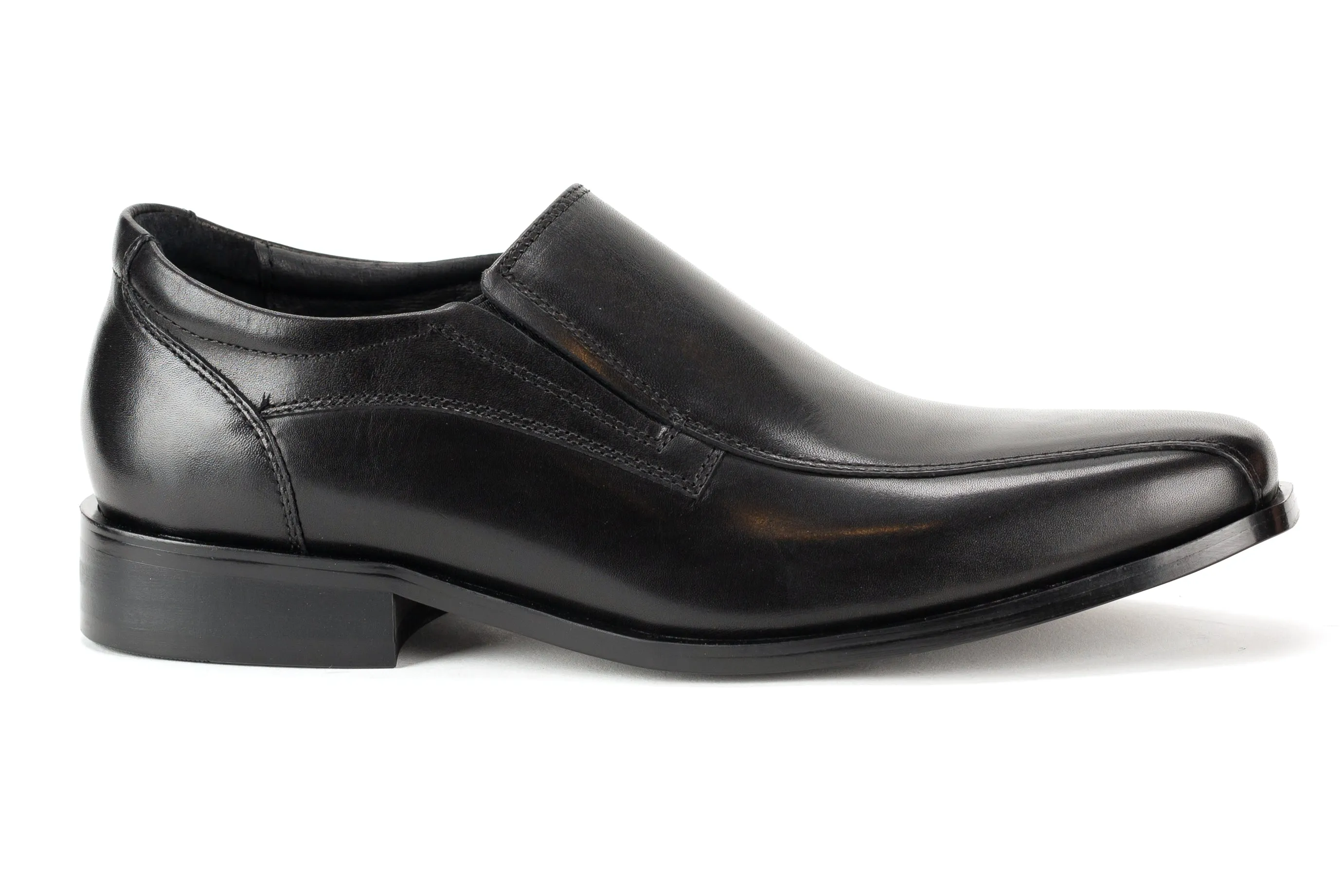 Easton - Regal Men's Dress Black Leather Slip On Shoe Bike Toe Thick Elegant Rubber Sole