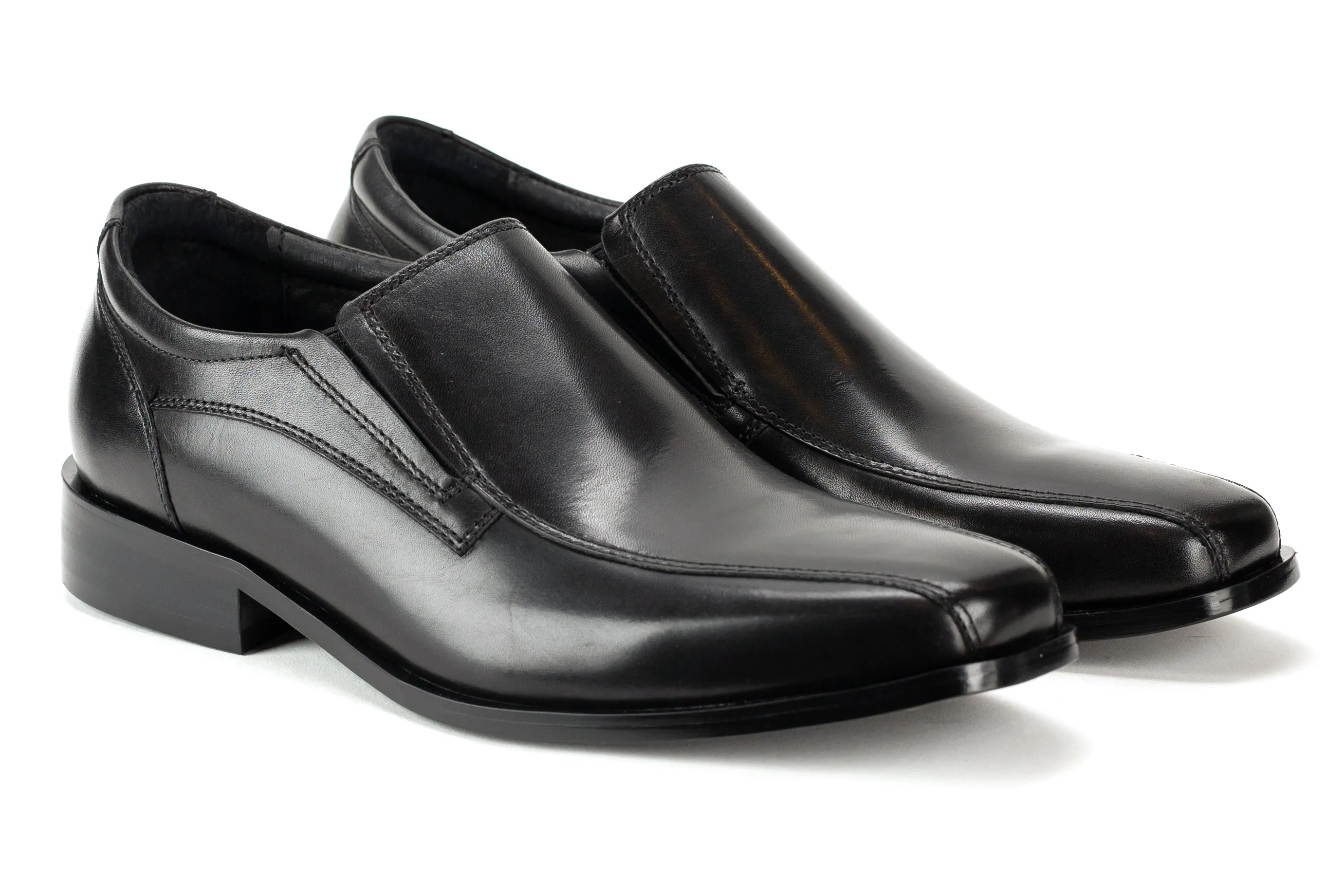 Easton - Regal Men's Dress Black Leather Slip On Shoe Bike Toe Thick Elegant Rubber Sole