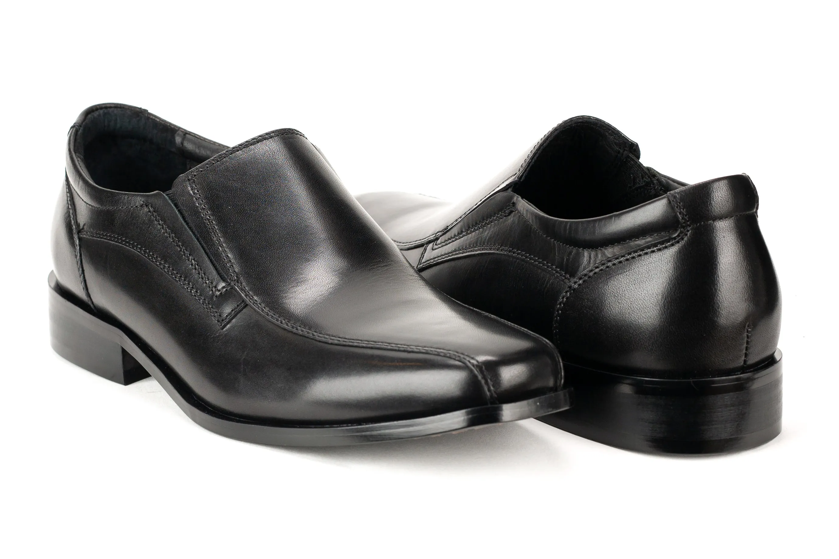 Easton - Regal Men's Dress Black Leather Slip On Shoe Bike Toe Thick Elegant Rubber Sole