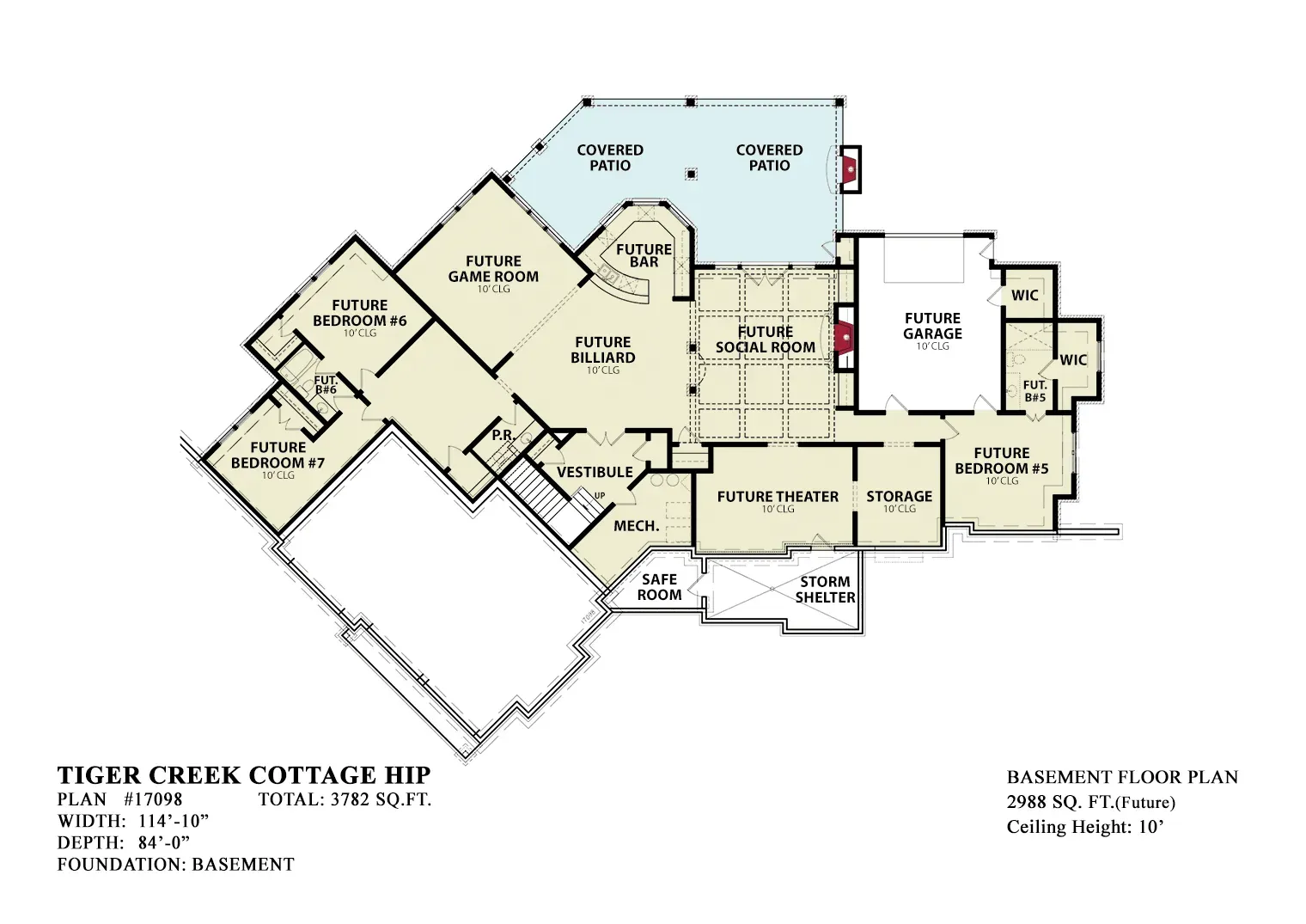 Elegant 4-Bedroom Home Plan with Spacious Basement and Brick Exterior