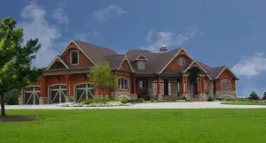 Elegant 4-Bedroom Home Plan with Spacious Basement and Brick Exterior