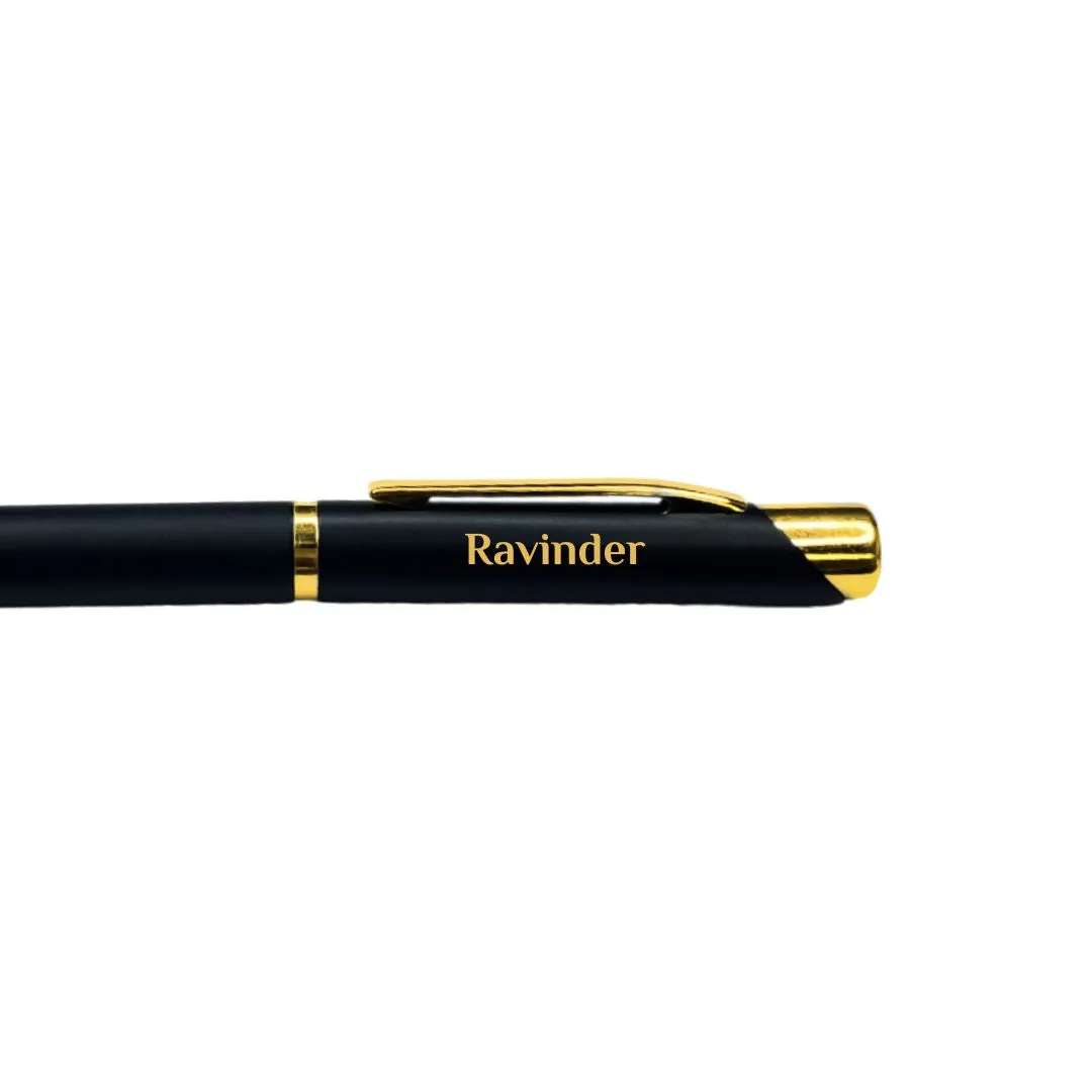 Elegant Black Vegan Wallet & Pen Set with King Charm -Personalized Gifts for Men