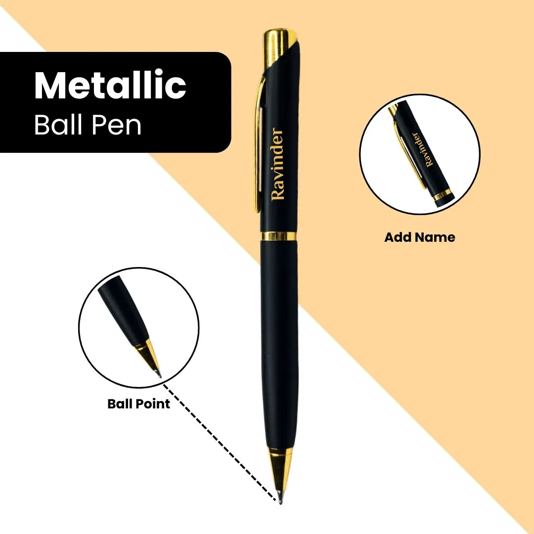 Elegant Black Vegan Wallet & Pen Set with King Charm -Personalized Gifts for Men