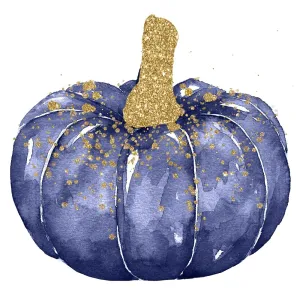 Elegant Pumpkins Blue Fabric Panel