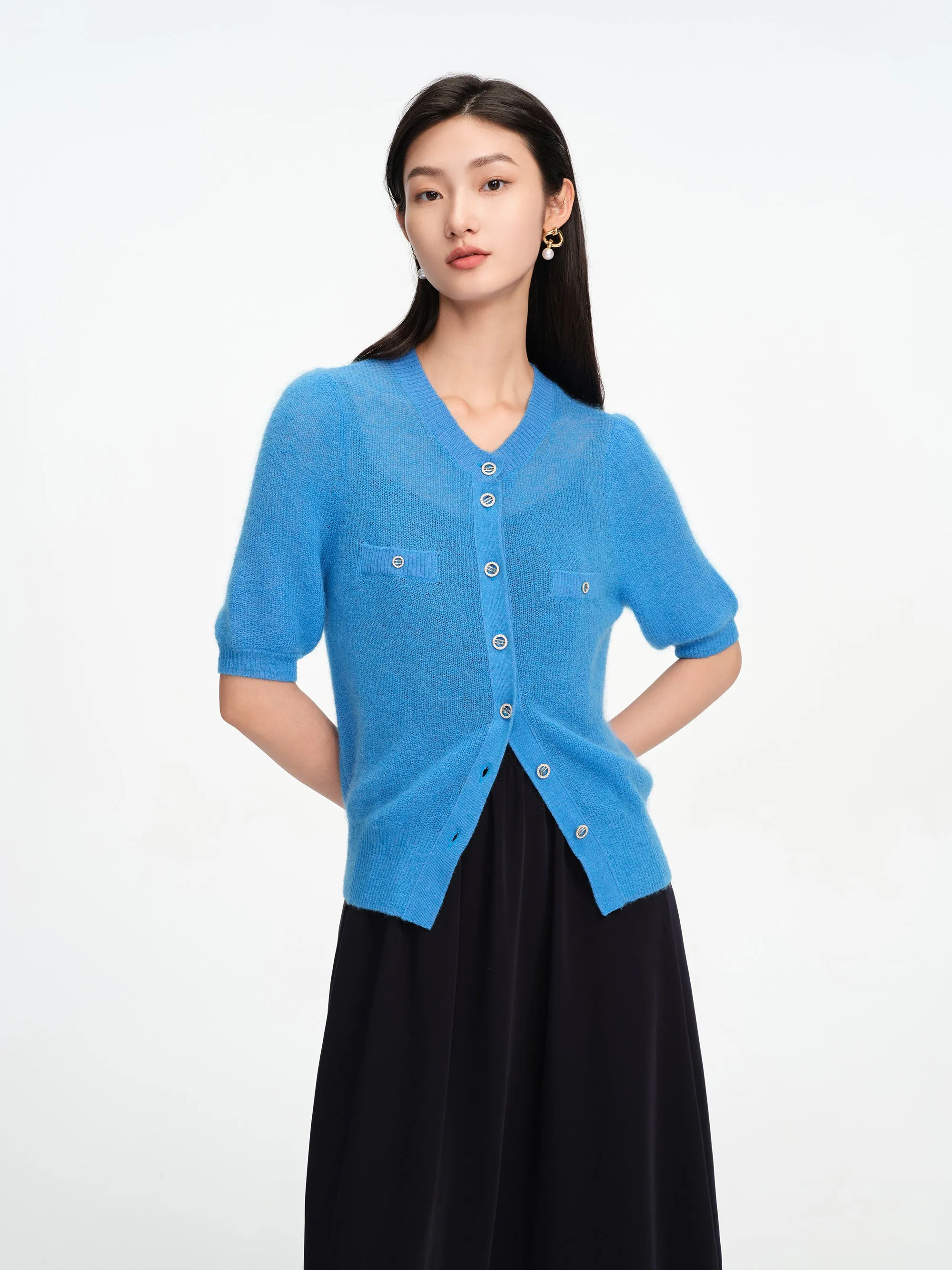 EP YAYING Short-seleves Knit Cardigan