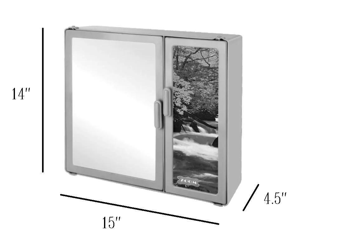 Epraiser ABS Unbreakable Z-Jas 195 Bathroom Picture-Mirror Double Door Cabinet with Storage Chest Elegant Full Mirror Design, Size : 15"X4.5"X14" (Pearl White)