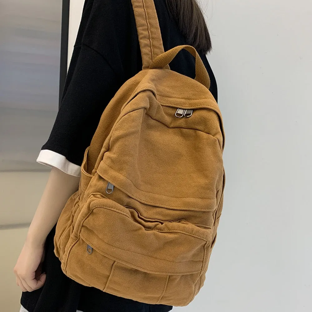 Fabric School Bag New Fashion College Student Vintage Backpack Canvas