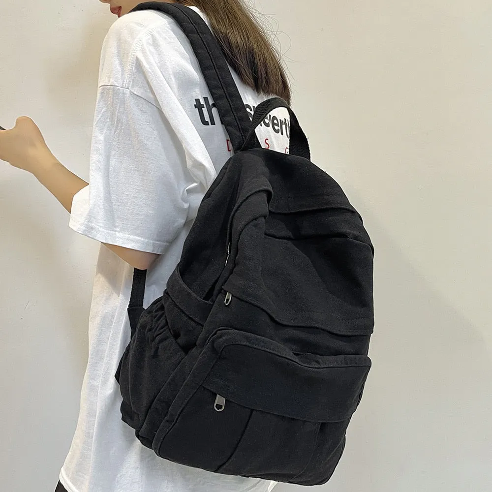 Fabric School Bag New Fashion College Student Vintage Backpack Canvas
