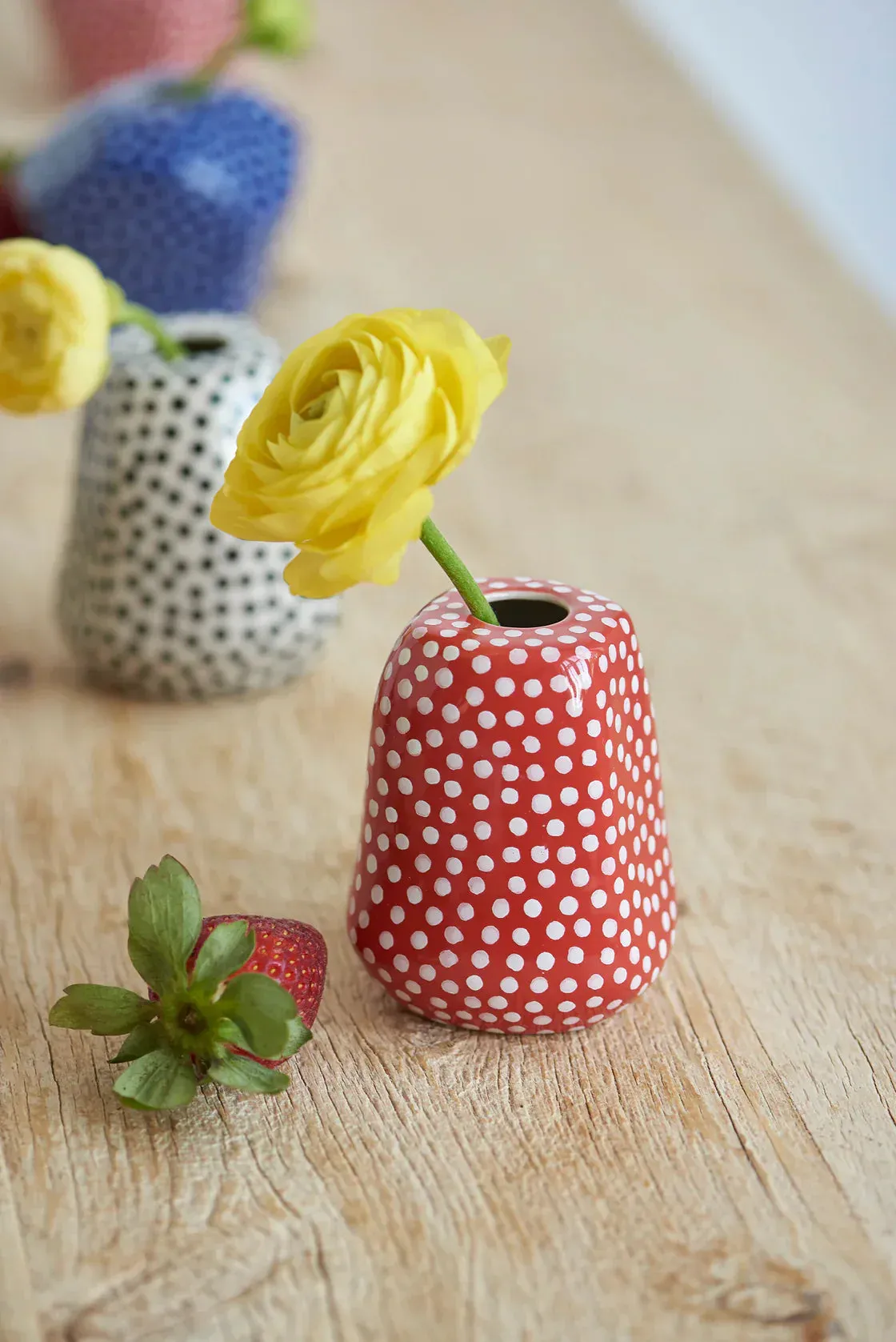 Facet Vase Medium Blue Spots