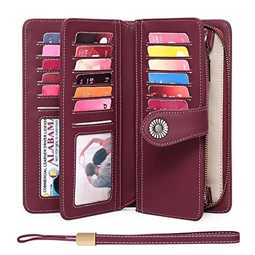 FALAN MULE Women's Wallet Genuine Leather RFID Blocking Large Capacity Trifold Ladies Wallet