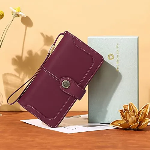 FALAN MULE Women's Wallet Genuine Leather RFID Blocking Large Capacity Trifold Ladies Wallet