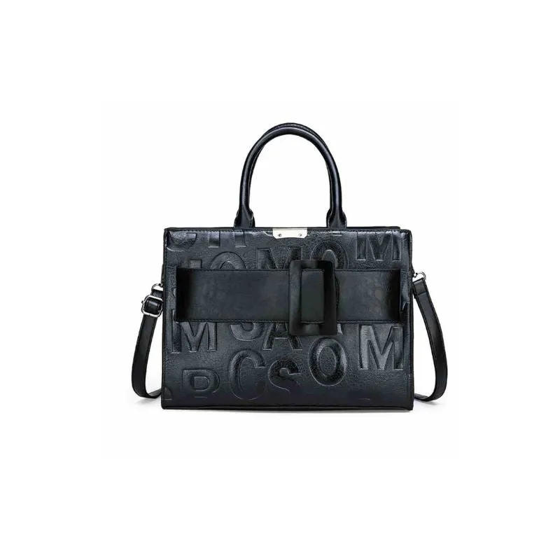 Faux Leather Shoulder Crossbody Bag Letter Print