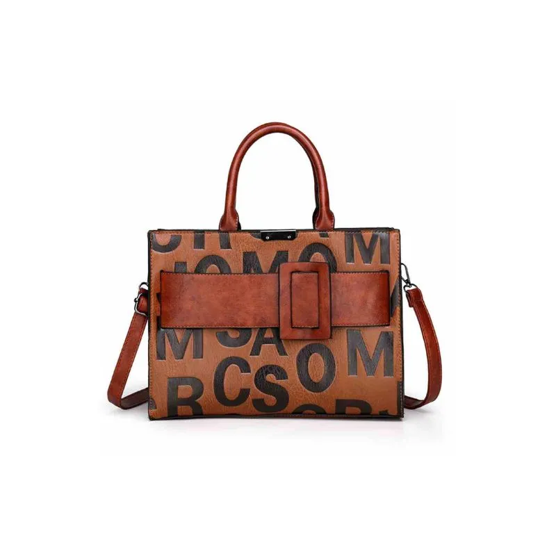 Faux Leather Shoulder Crossbody Bag Letter Print
