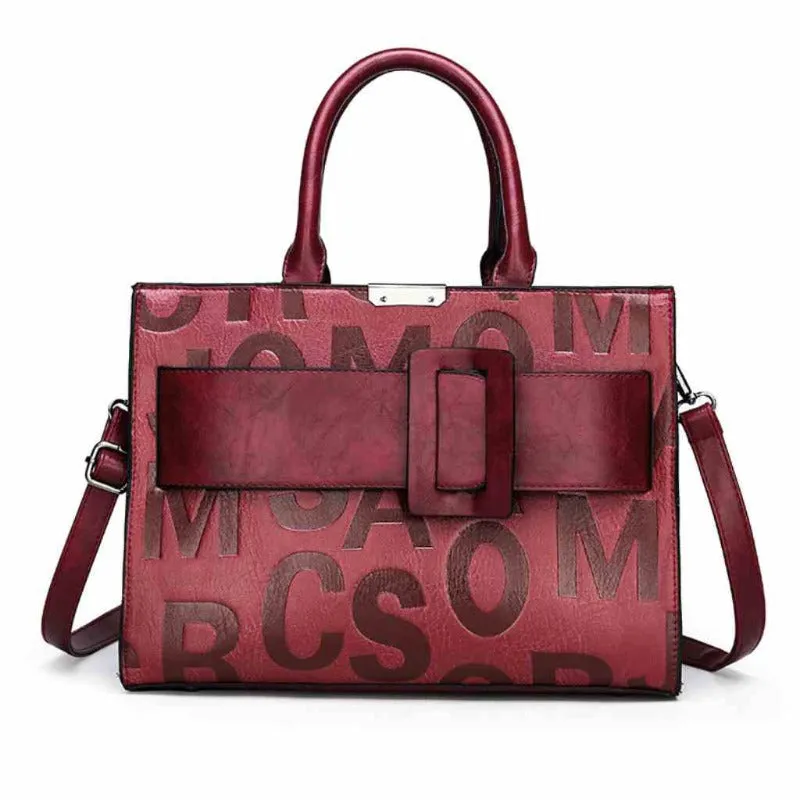 Faux Leather Shoulder Crossbody Bag Letter Print