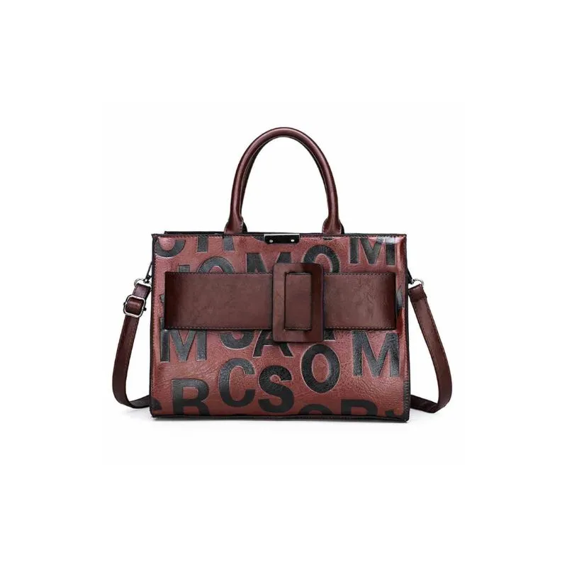 Faux Leather Shoulder Crossbody Bag Letter Print