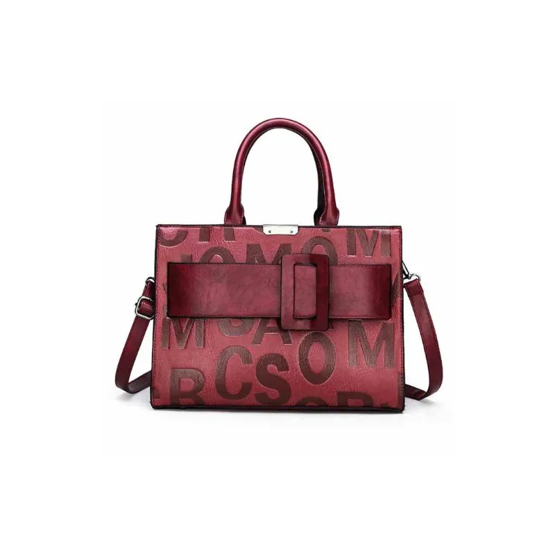 Faux Leather Shoulder Crossbody Bag Letter Print