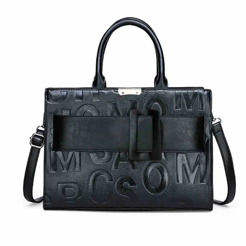 Faux Leather Shoulder Crossbody Bag Letter Print