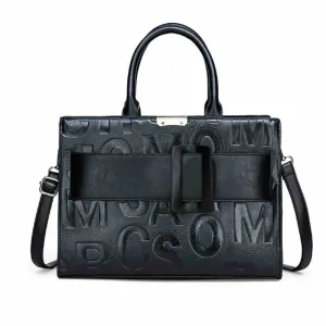 Faux Leather Shoulder Crossbody Bag Letter Print