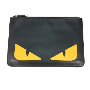 FENDI Clutch bag 7N0078 leather black monster Women Used