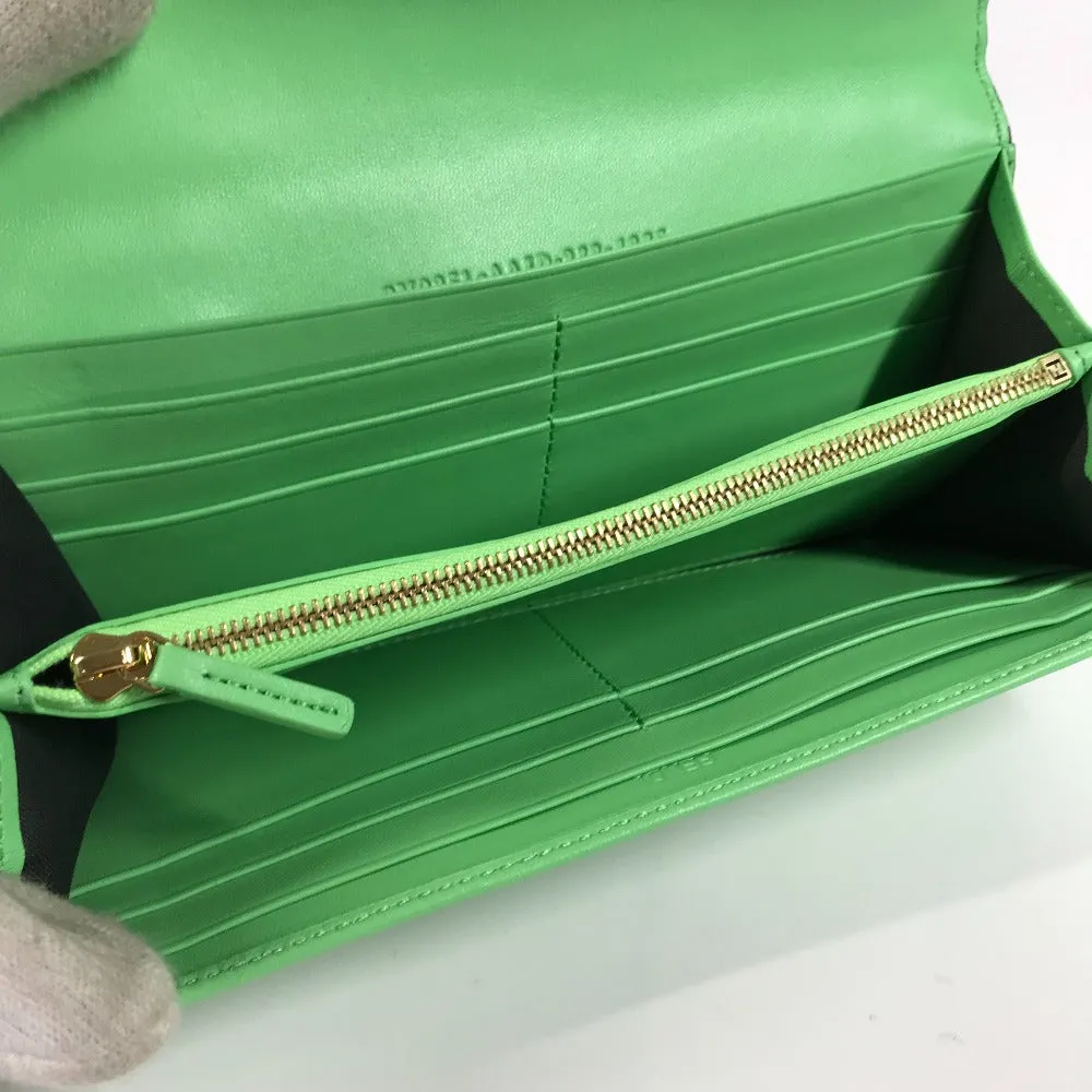 FENDI Long Wallet Purse 8M0251 leather green Baguette Continental Wallet Women Used