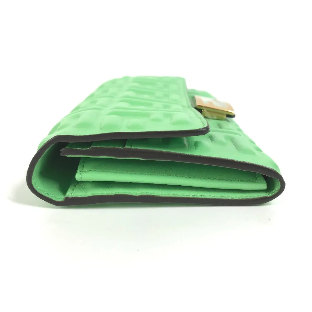 FENDI Long Wallet Purse 8M0251 leather green Baguette Continental Wallet Women Used