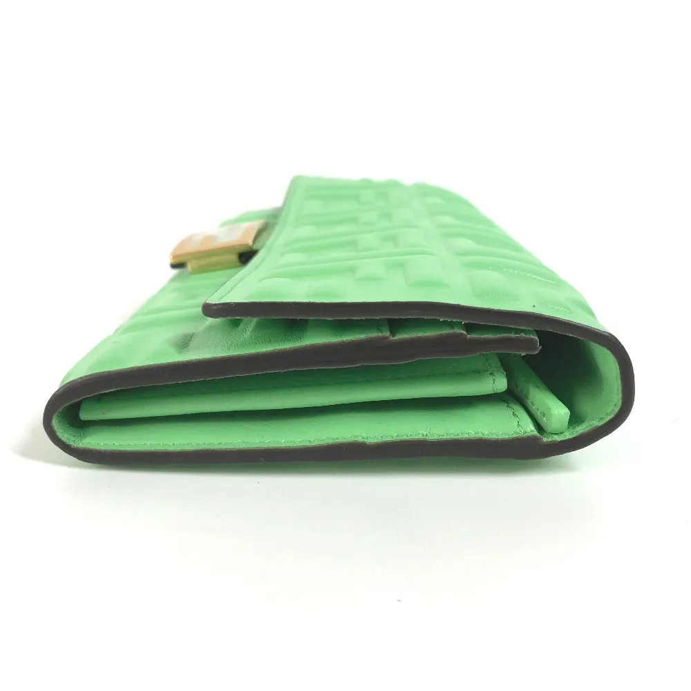 FENDI Long Wallet Purse 8M0251 leather green Baguette Continental Wallet Women Used