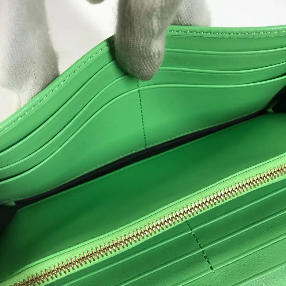 FENDI Long Wallet Purse 8M0251 leather green Baguette Continental Wallet Women Used