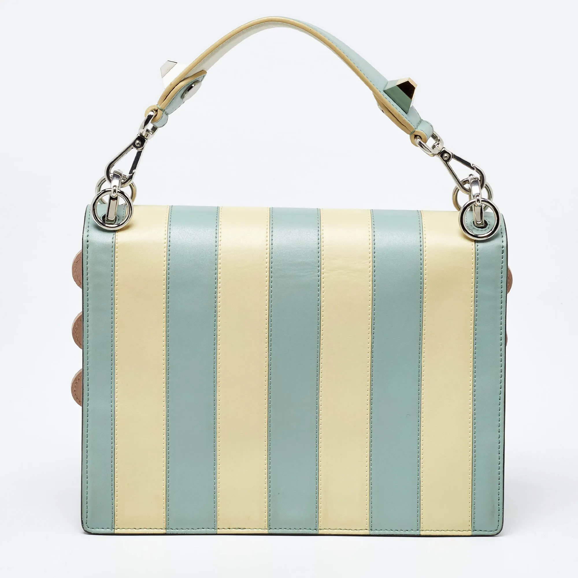 Fendi Multicolor Scalloped Leather Medium Striped Kan I Shoulder Bag
