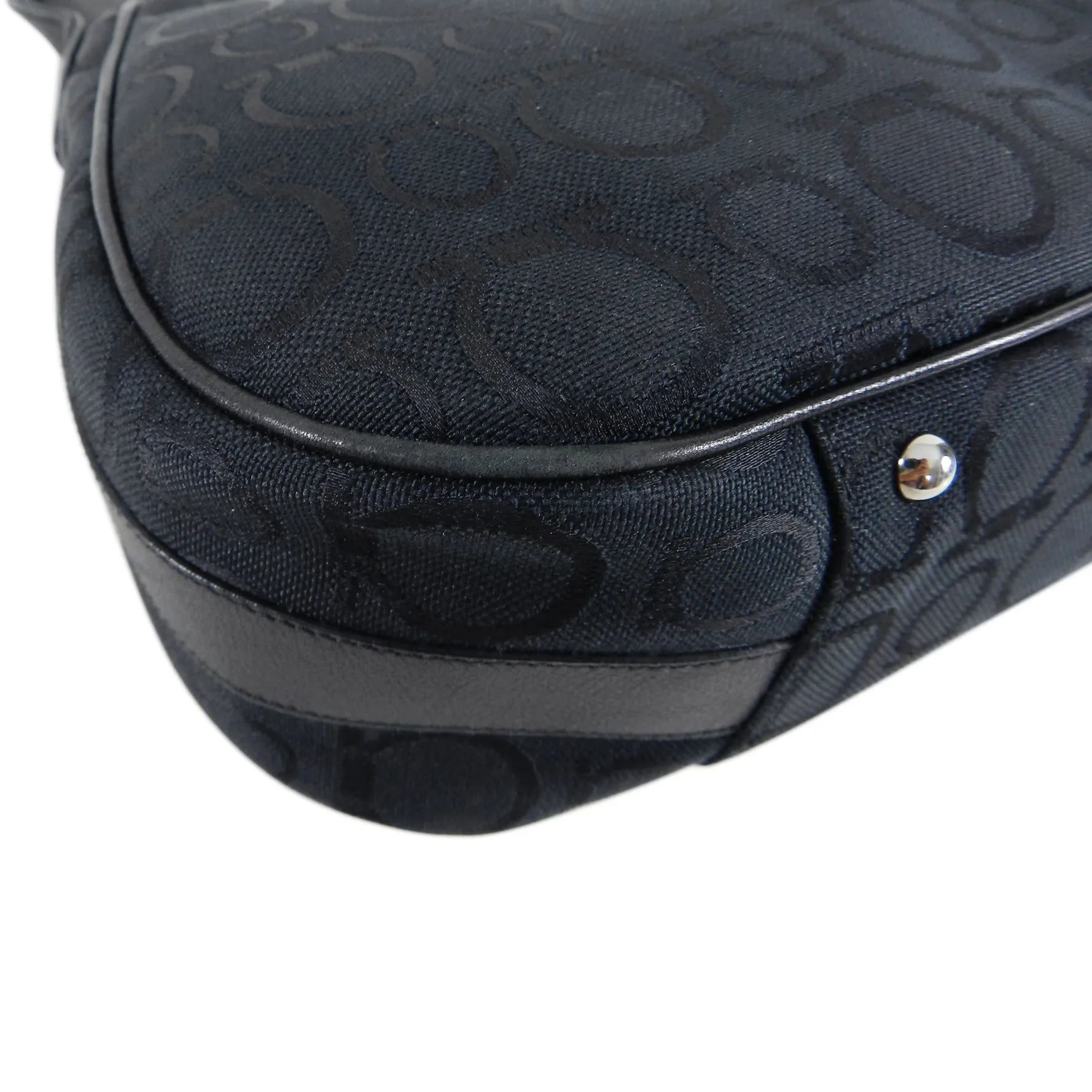 Ferragamo Gancini Black Canvas Logo Hobo Bag