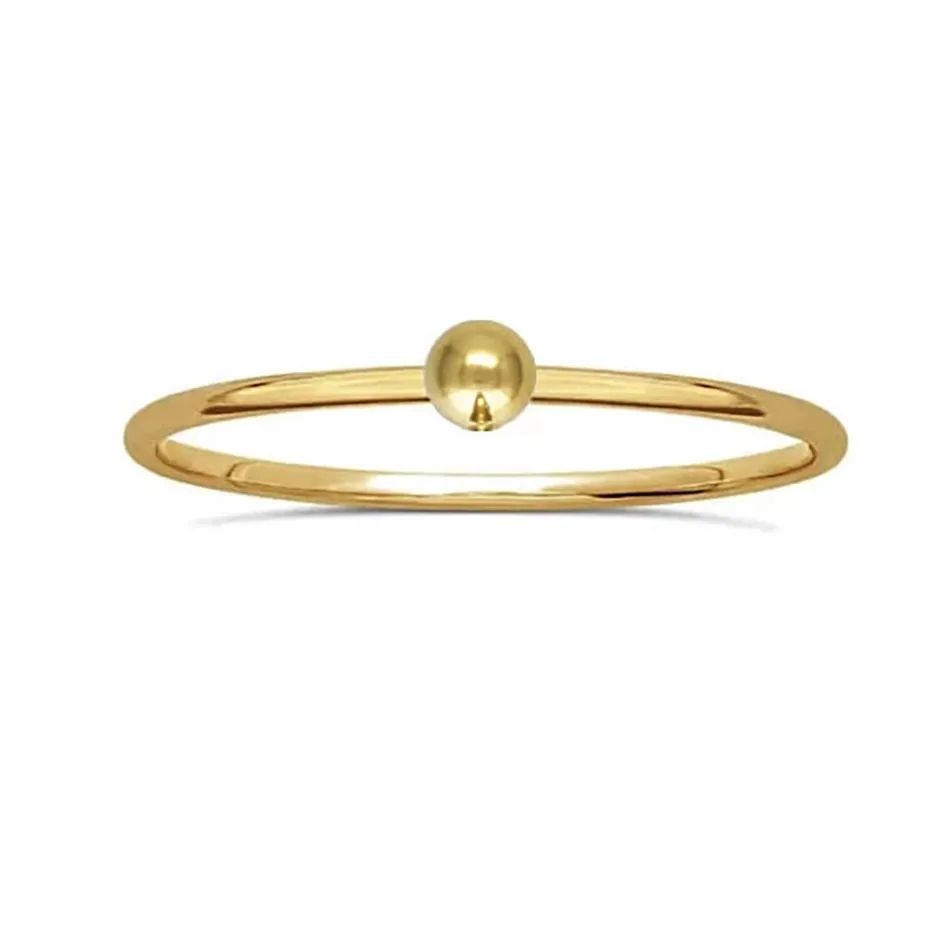 FJ0011 925 Sterling Silver Golden Sole Ball Ring