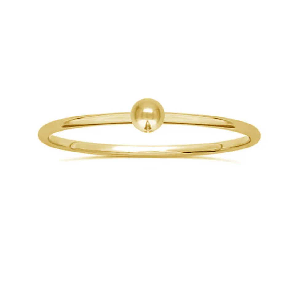 FJ0011 925 Sterling Silver Golden Sole Ball Ring