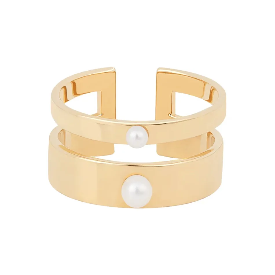 FJ0040 925 Sterling Silver Pearl Eternity Ring
