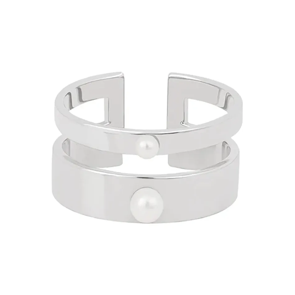 FJ0040 925 Sterling Silver Pearl Eternity Ring