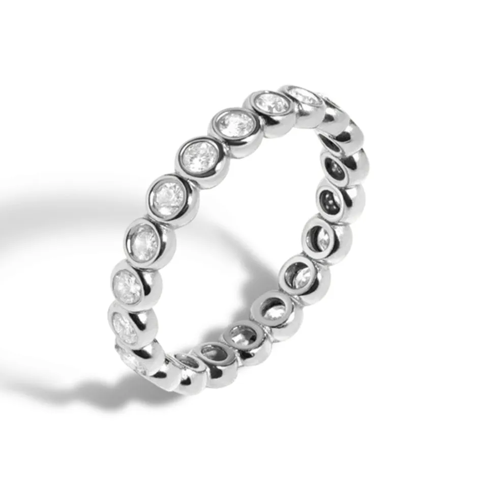 FJ0041 925 Sterling Silver Diamond Eternity Ring