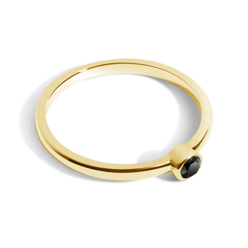 FJ0066 925 Sterling Silver Black Zircon Ring
