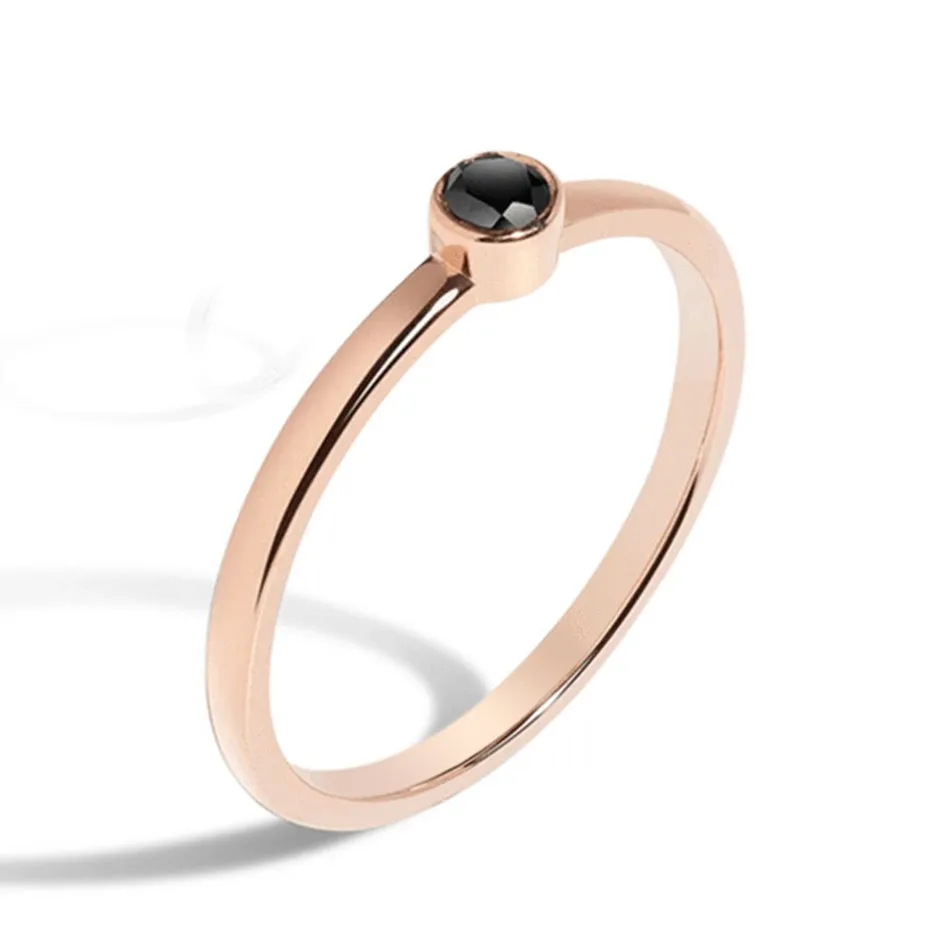 FJ0066 925 Sterling Silver Black Zircon Ring