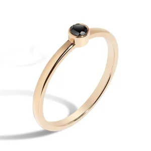 FJ0066 925 Sterling Silver Black Zircon Ring