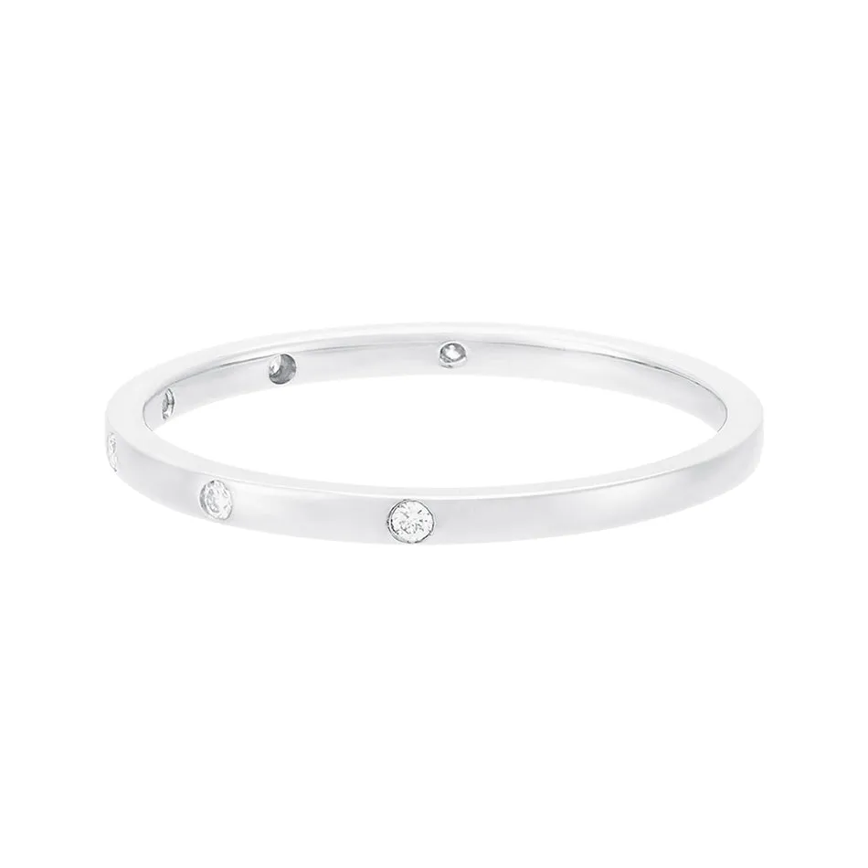 FJ0258 925 Sterling Silver Dotted Diamonds Ring