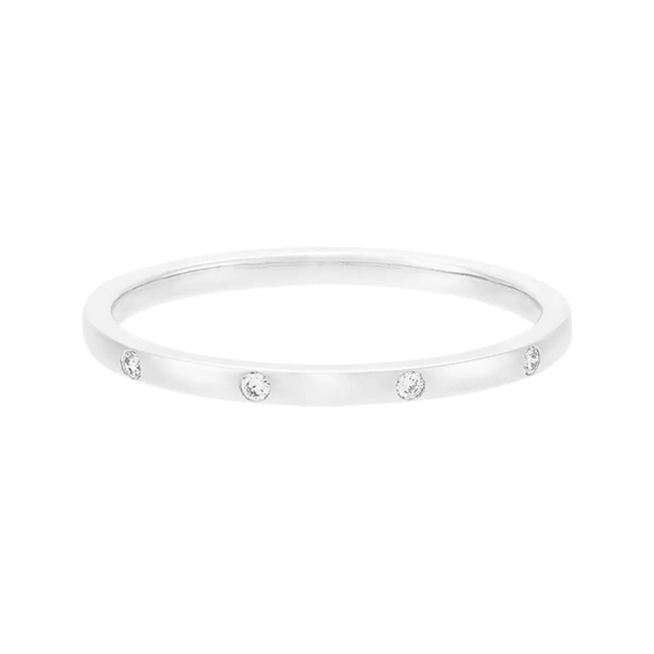 FJ0258 925 Sterling Silver Dotted Diamonds Ring