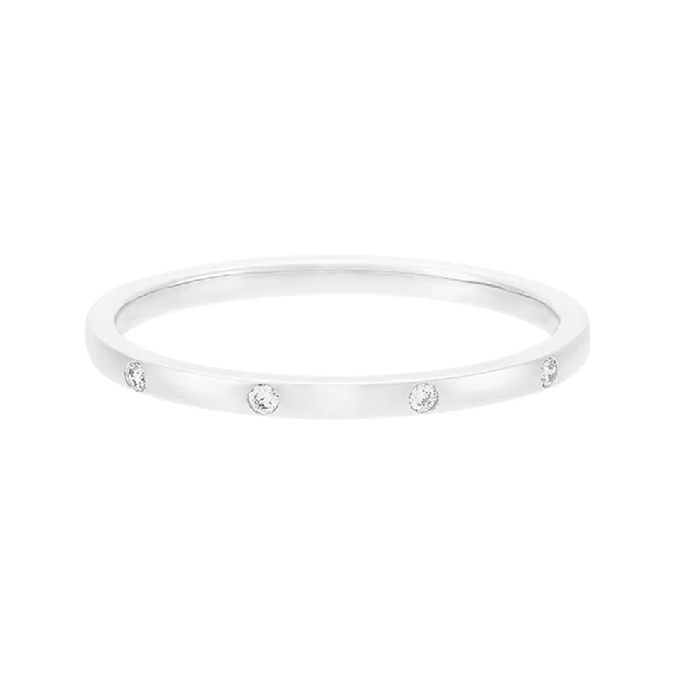 FJ0258 925 Sterling Silver Dotted Diamonds Ring