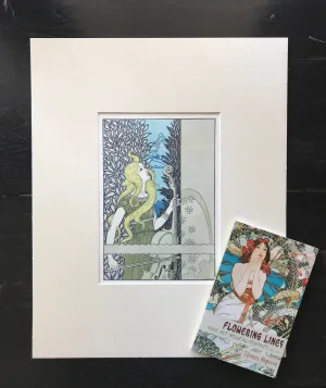 Flowering Lines: Original Antique Art Nouveau Lithograph c. 1900