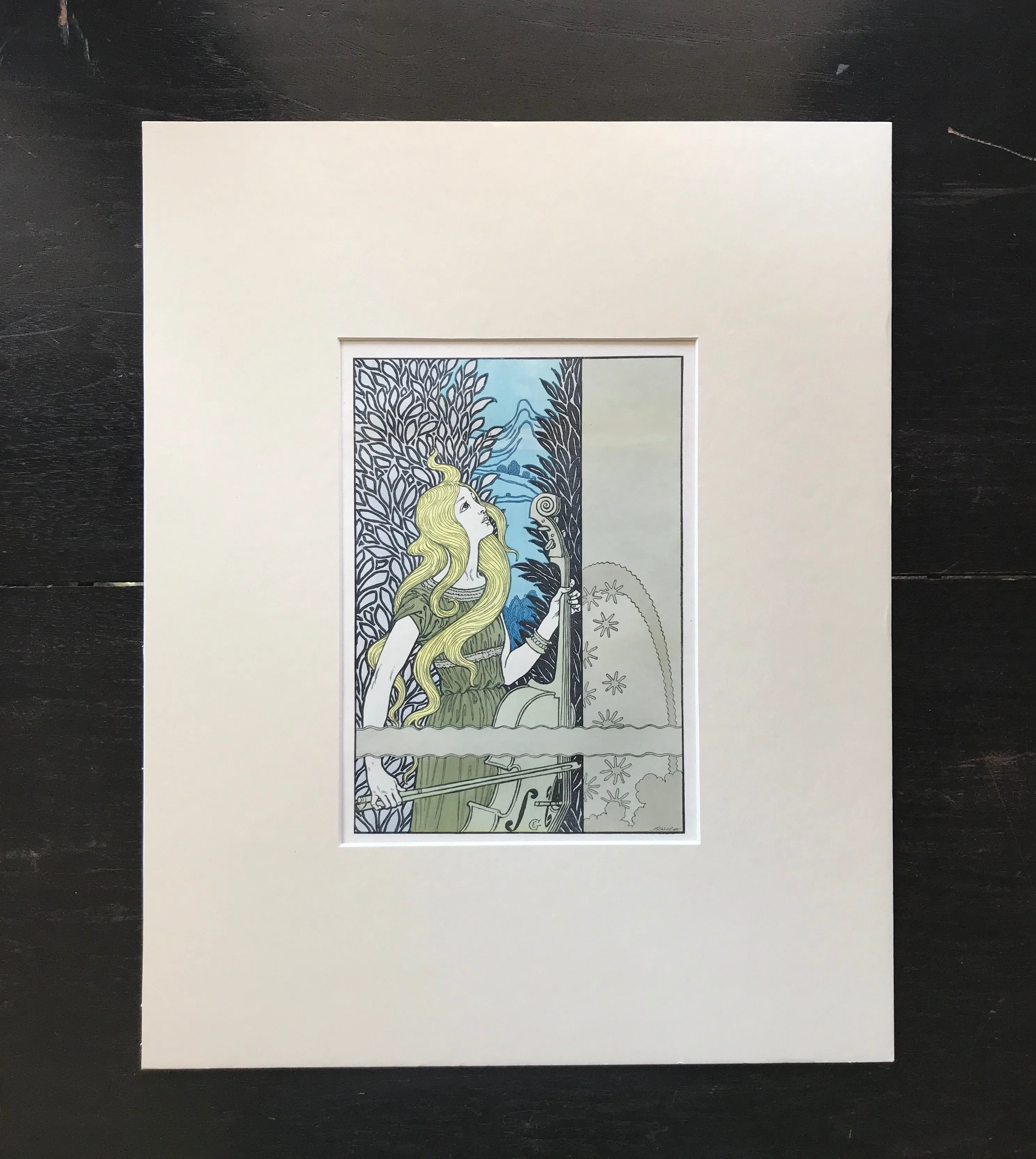 Flowering Lines: Original Antique Art Nouveau Lithograph c. 1900