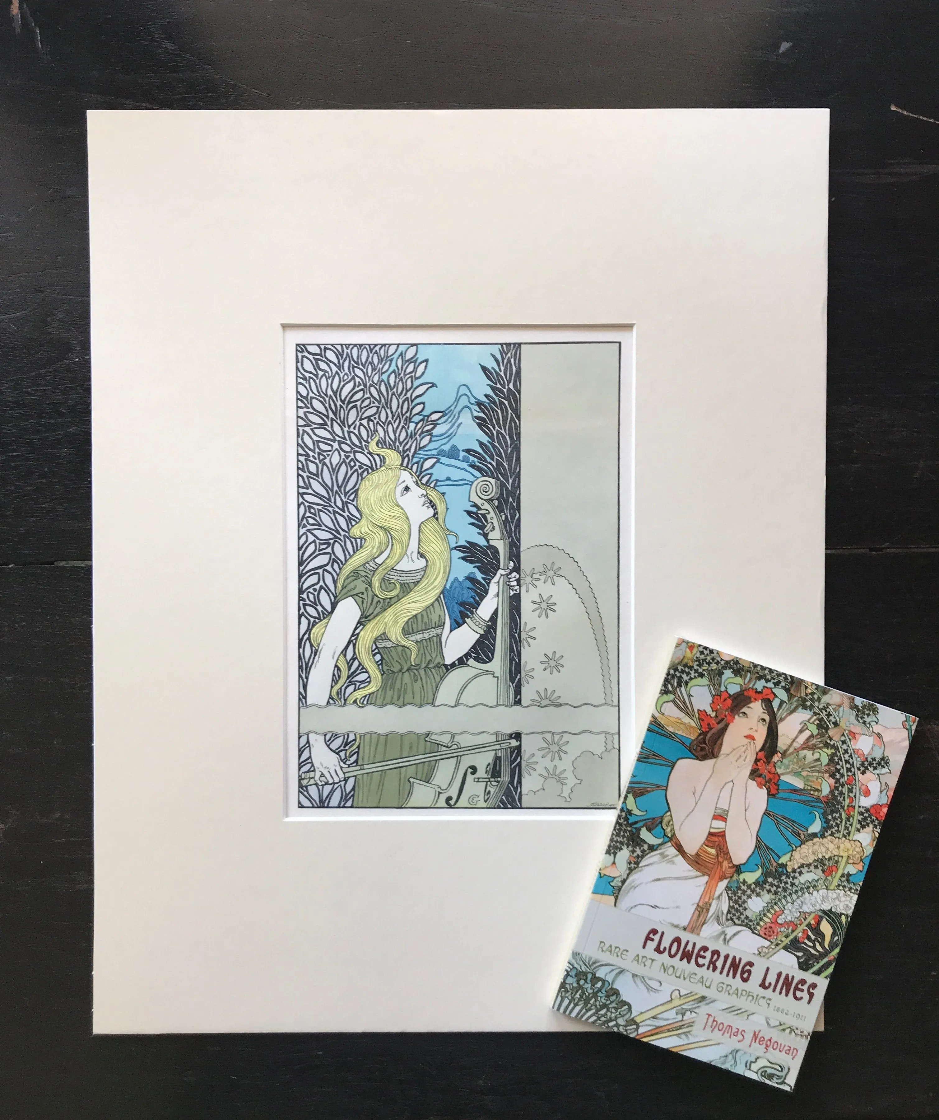 Flowering Lines: Original Antique Art Nouveau Lithograph c. 1900